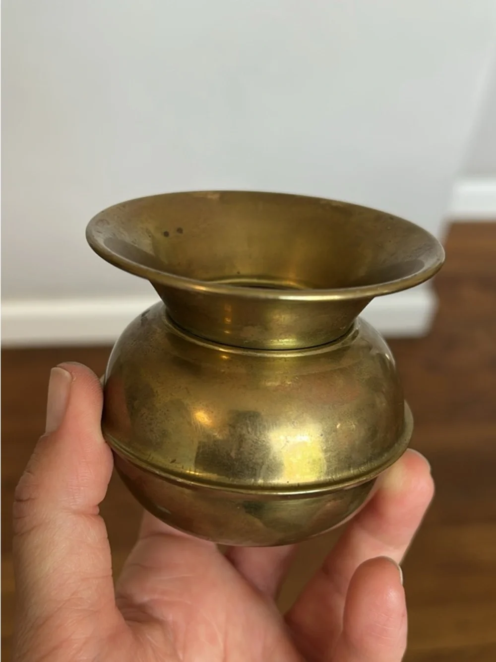Vintage Solid Brass Bud Vase Candle Holder | Small Trumpet Brass Vase